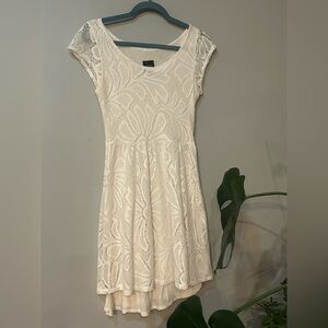 Anthropologie Deletta Fluttering Flora Mini Dress Short Sleeve White Floral Lace